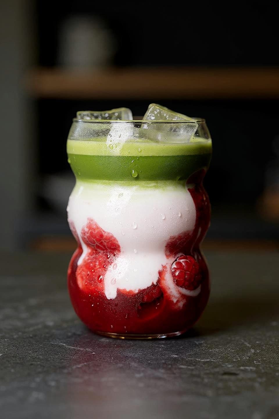Raspberry Matcha im Bubble-Glas